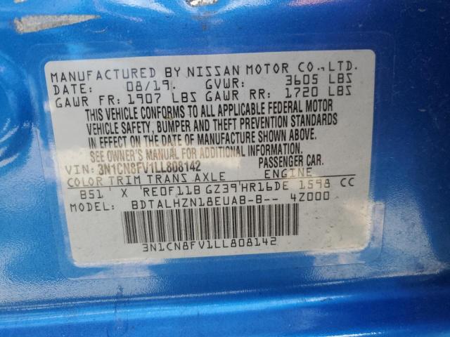 Photo 10 from auction – 2020 NISSAN VERSA SR with VIN 3N1CN8FV1LL808142