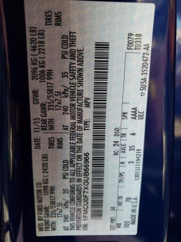Photo 10 from auction – 2016 FORD ESCAPE S with VIN 1FMCU0F7XGUB66966