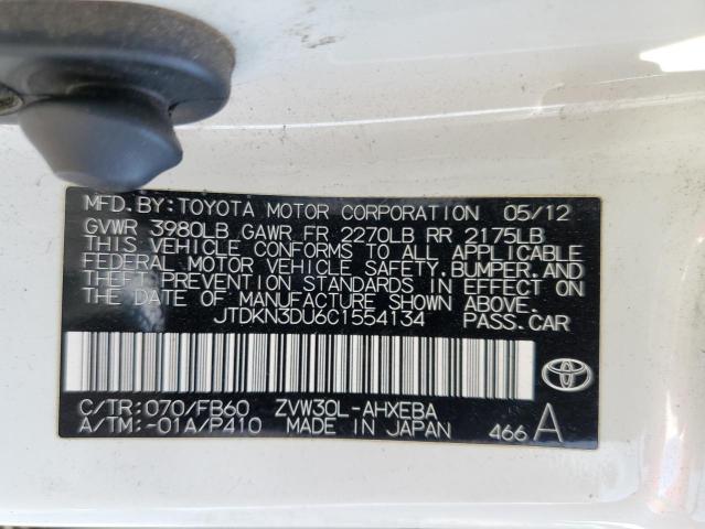 Photo 10 from auction – 2012 TOYOTA PRIUS with VIN JTDKN3DU6C1554134