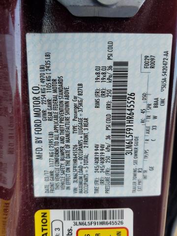 Photo 10 from auction – 2017 LINCOLN MKZ RESERV with VIN 3LN6L5F91HR645526