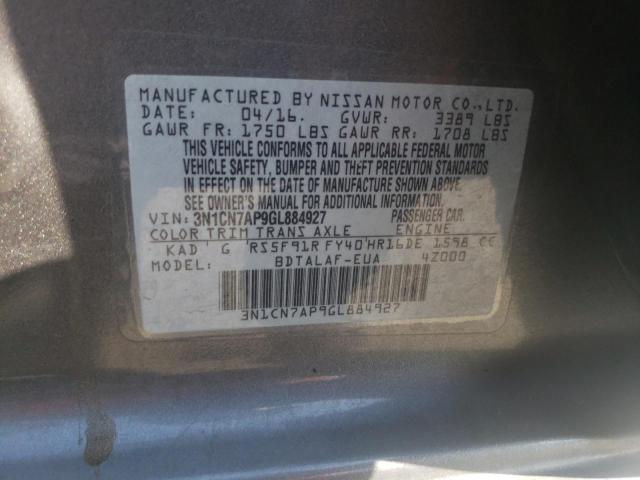 Photo 10 from auction – 2016 NISSAN VERSA with VIN 3N1CN7AP9GL884927