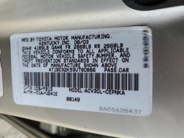 Photo 10 from auction – 2003 TOYOTA CAMRY LE with VIN 4T1BE32K53U780886