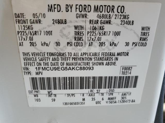Photo 10 from auction – 2010 FORD ESCAPE LIM with VIN 1FMCU9EG5AKC88093