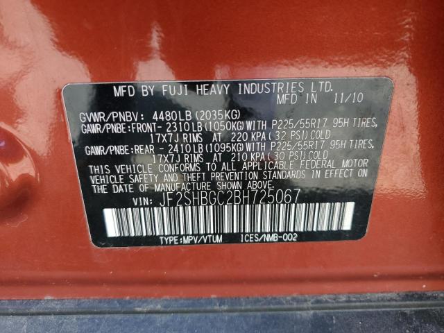 Photo 10 from auction – 2011 SUBARU FORESTER T with VIN JF2SHBGC2BH725067