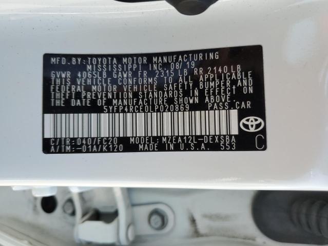Photo 10 from auction – 2020 TOYOTA COROLLA SE with VIN 5YFP4RCE0LP020869
