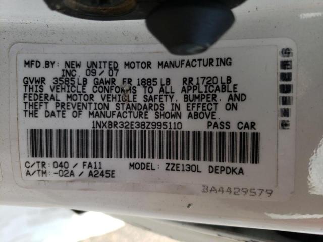 Photo 10 from auction – 2008 TOYOTA COROLLA CE with VIN 1NXBR32E38Z995110