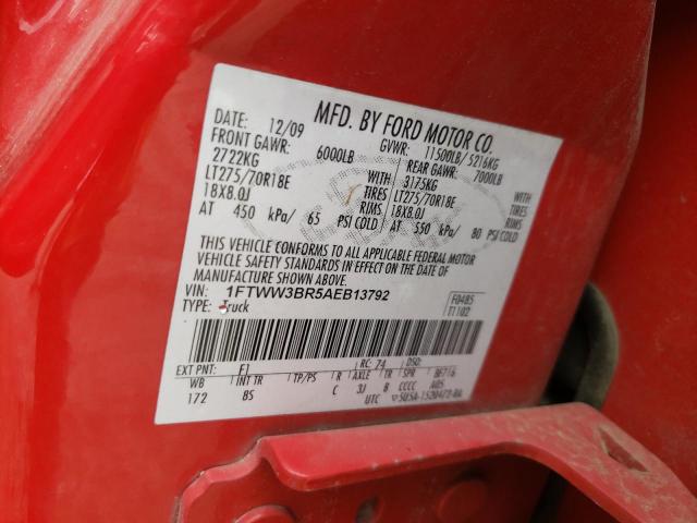 Photo 10 from auction – 2010 FORD F350 SUPER with VIN 1FTWW3BR5AEB13792