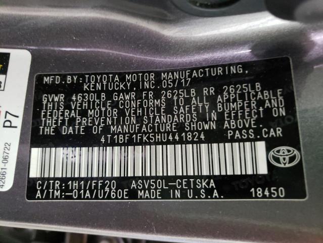 Photo 10 from auction – 2017 TOYOTA CAMRY LE with VIN 4T1BF1FK5HU441824