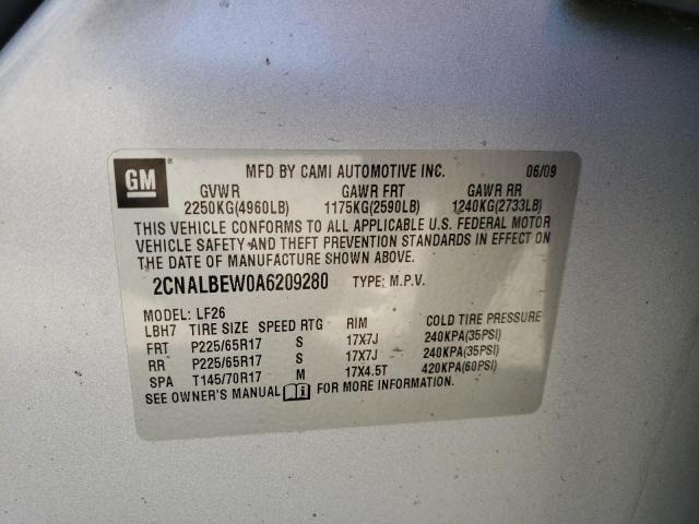 Photo 10 from auction – 2010 CHEVROLET EQUINOX LS with VIN 2CNALBEW0A6209280