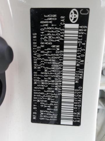 Photo 10 from auction – 2020 TOYOTA COROLLA SE with VIN 5YFS4RCE2LP021709