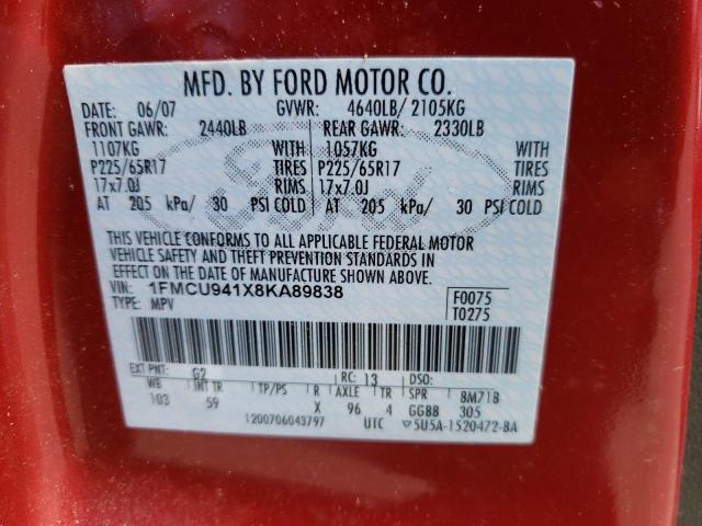 Photo 10 from auction – 2008 FORD ESCAPE LIM with VIN 1FMCU941X8KA89838