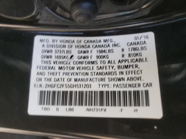 Photo 10 from auction – 2016 HONDA CIVIC LX with VIN 2HGFC2F55GH531203