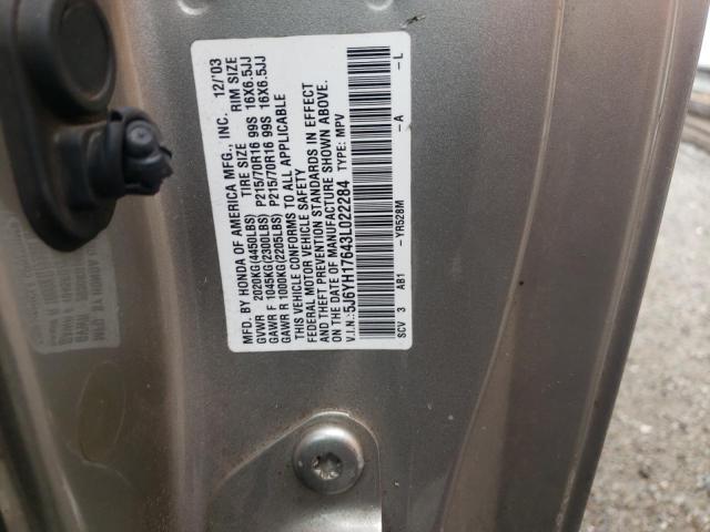 Photo 10 from auction – 2003 HONDA ELEMENT EX with VIN 5J6YH17643L022284