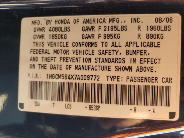 Photo 10 from auction – 2007 HONDA ACCORD with VIN 1HGCM564X7A009772
