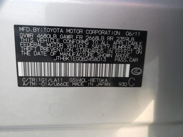 Photo 10 from auction – 2011 LEXUS ES 350 with VIN JTHBK1EG0B2458013