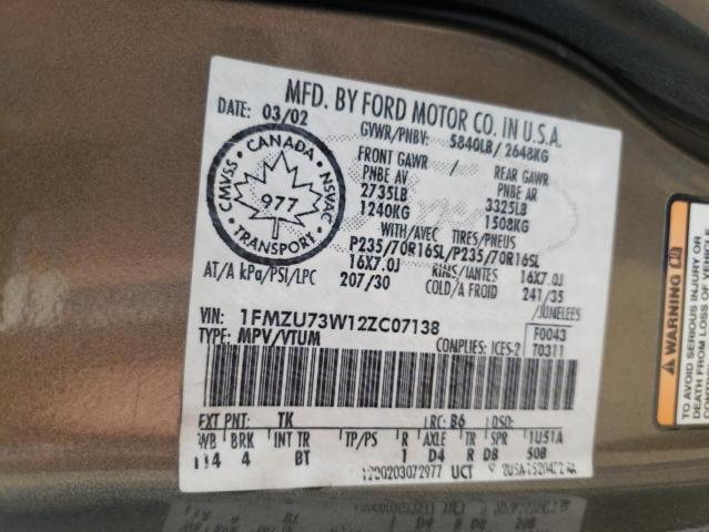 Photo 10 from auction – 2002 FORD EXPLORER X with VIN 1FMZU73W12ZC07138
