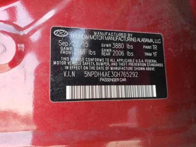 Photo 10 from auction – 2016 HYUNDAI ELANTRA SE with VIN 5NPDH4AE3GH765292