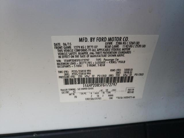 Photo 10 from auction – 2015 FORD TAURUS SE with VIN 1FAHP2D85FG172797