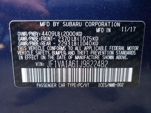 Foto 10 de la subasta – 2018 SUBARU WRX con VIN JF1VA1A61J9822482