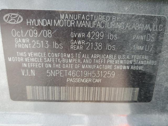 Photo 10 from auction – 2009 HYUNDAI SONATA GLS with VIN 5NPET46C19H531259