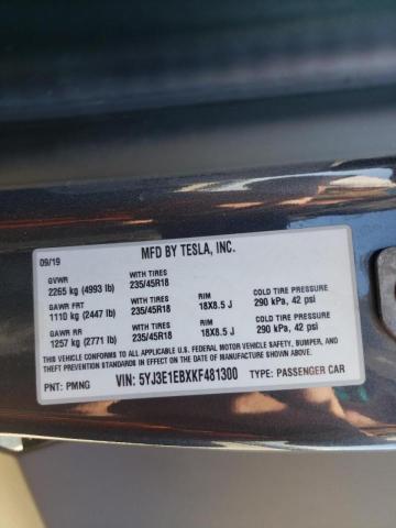 Photo 10 from auction – 2019 TESLA MODEL 3 with VIN 5YJ3E1EBXKF481300