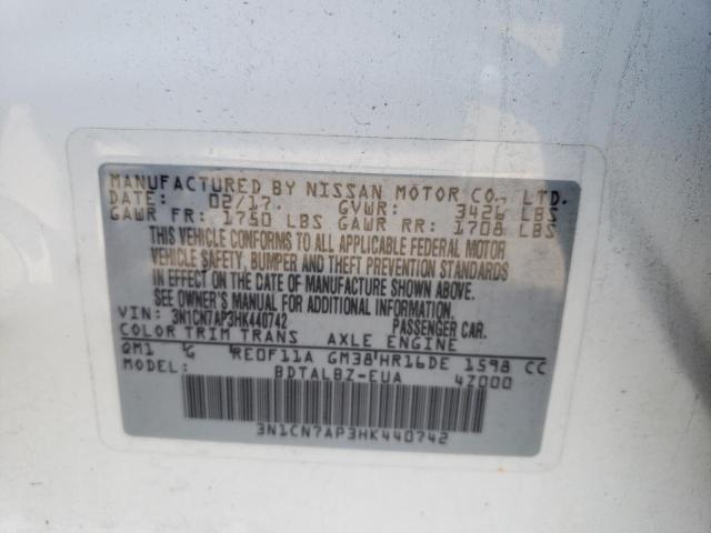 Photo 10 from auction – 2017 NISSAN VERSA S with VIN 3N1CN7AP3HK440742