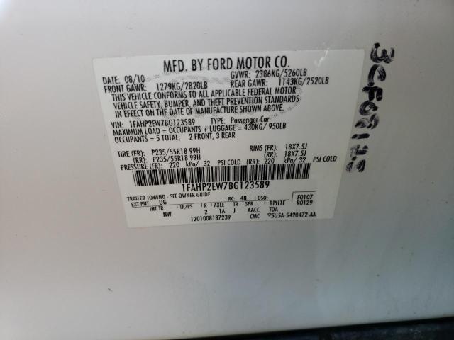 Photo 10 from auction – 2011 FORD TAURUS SEL with VIN 1FAHP2EW7BG123589