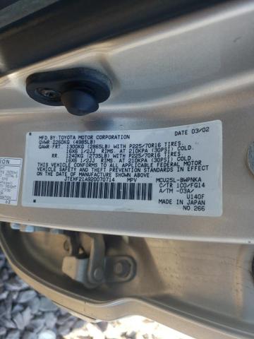 Photo 10 from auction – 2002 TOYOTA HIGHLANDER with VIN JTEHF21A920070714