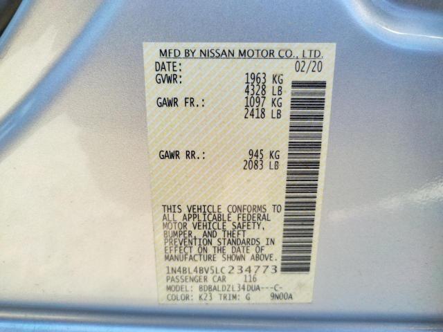 Photo 10 from auction – 2020 NISSAN ALTIMA S with VIN 1N4BL4BV5LC234773