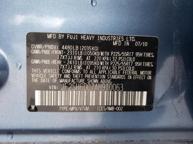Photo 10 from auction – 2010 SUBARU FORESTER 2 with VIN JF2SH6DC7AH910063