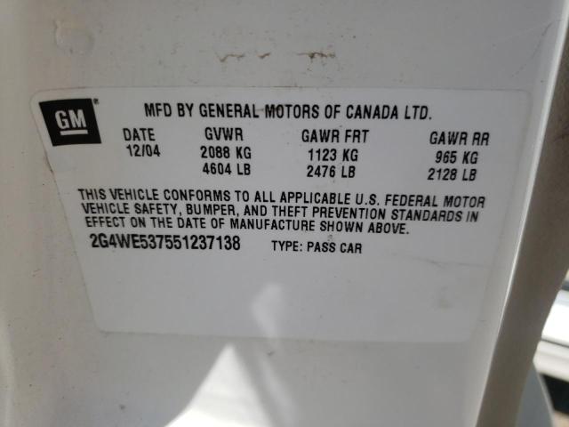 Photo 10 from auction – 2005 BUICK LACROSSE C with VIN 2G4WE537551237138