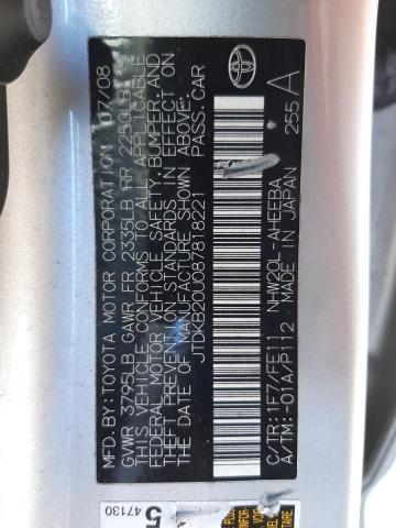 Photo 10 from auction – 2008 TOYOTA PRIUS with VIN JTDKB20U087818221