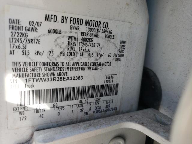 Photo 10 from auction – 2008 FORD F350 SUPER with VIN 1FTWW33R38EA32363