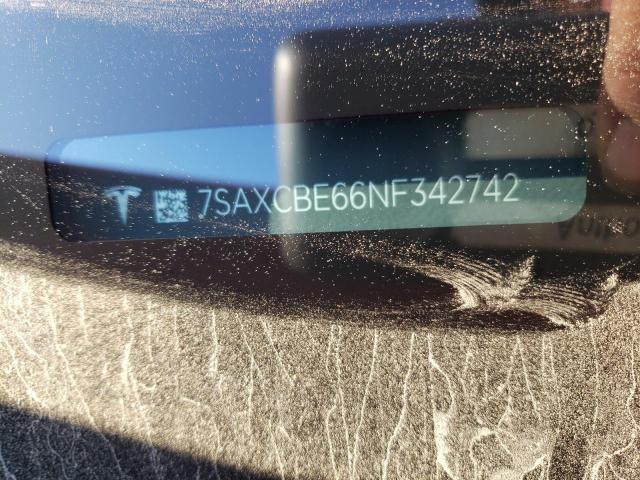 Photo 10 from auction – 2022 TESLA MODEL X with VIN 7SAXCBE66NF342742