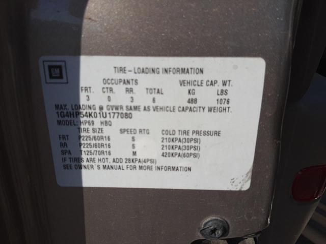 Photo 10 from auction – 2001 BUICK LESABRE CU with VIN 1G4HP54K01U177080