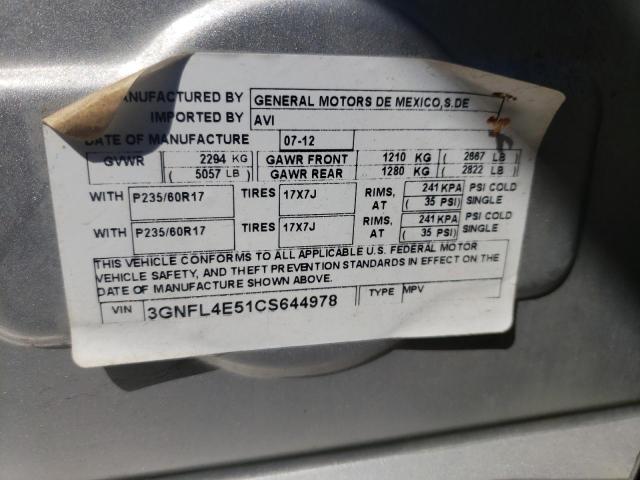 Photo 10 from auction – 2012 CHEVROLET CAPTIVA SP with VIN 3GNFL4E51CS644978