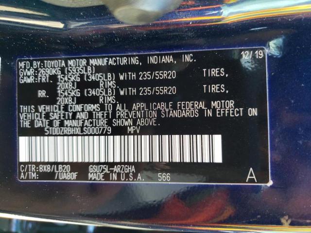 Photo 10 from auction – 2020 TOYOTA HIGHLANDER with VIN 5TDDZRBHXLS000779