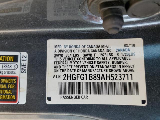 Photo 10 from auction – 2010 HONDA CIVIC EX with VIN 2HGFG1B89AH523711