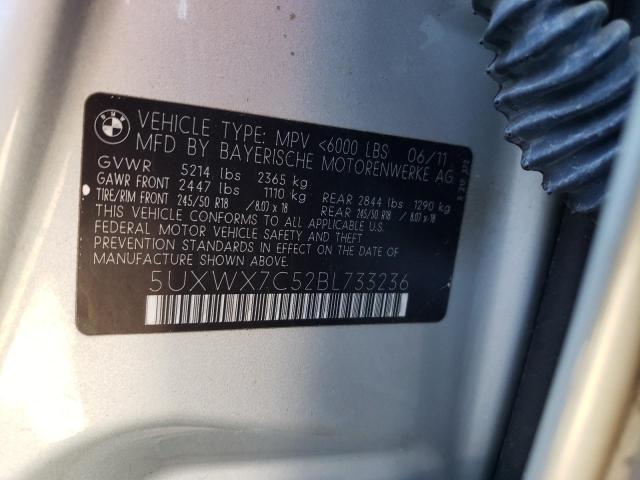 Photo 10 from auction – 2011 BMW X3 XDRIVE3 with VIN 5UXWX7C52BL733236
