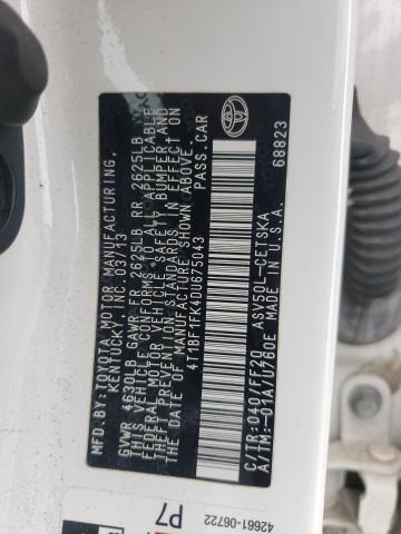Photo 10 from auction – 2013 TOYOTA CAMRY L with VIN 4T1BF1FK4DU675043