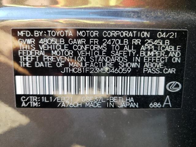 Photo 10 from auction – 2021 LEXUS IS 300 with VIN JTHC81F23M5046059