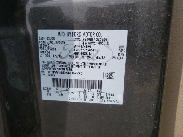 Photo 10 from auction – 2005 FORD F150 SUPER with VIN 1FTPW14525KD47270