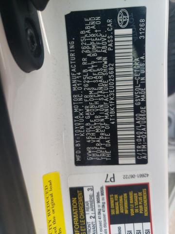 Photo 10 from auction – 2014 TOYOTA CAMRY SE with VIN 4T1BK1FK3EU025682