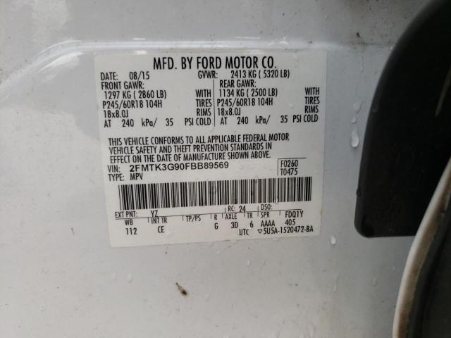 Photo 10 from auction – 2015 FORD EDGE SE with VIN 2FMTK3G90FBB89569