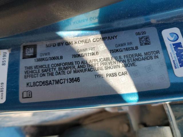 Photo 10 from auction – 2021 CHEVROLET SPARK 1LT with VIN KL8CD6SA7MC713646