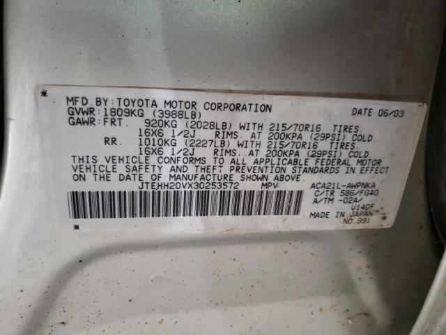 Photo 10 from auction – 2003 TOYOTA RAV4 with VIN JTEHH20VX30253572