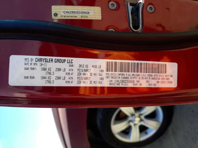 Photo 10 from auction – 2012 JEEP COMPASS SP with VIN 1C4NJCBB3CD526638