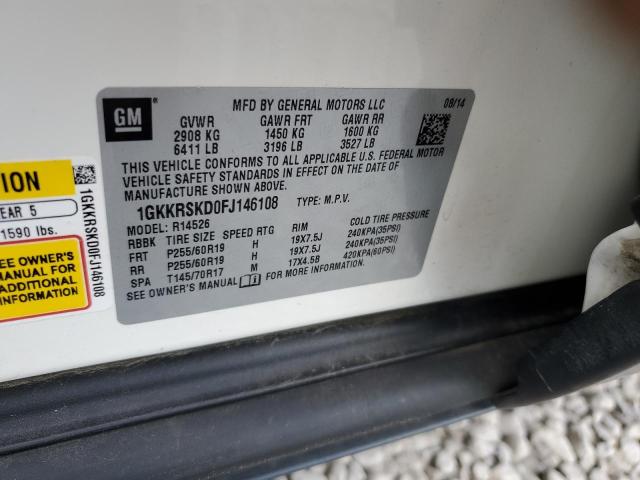 Photo 10 from auction – 2015 GMC ACADIA SLT with VIN 1GKKRSKD0FJ146108