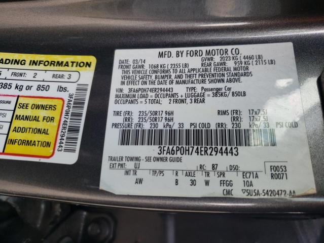 Photo 10 from auction – 2014 FORD FUSION SE with VIN 3FA6P0H74ER294443