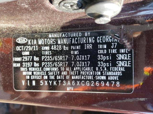 Photo 10 from auction – 2012 KIA SORENTO BA with VIN 5XYKT3A6XCG269478